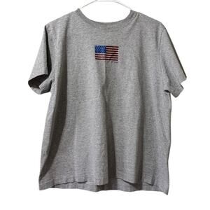 Old Navy Unisex T Shirt Size XL Gray American Flag USA Cotton Blend Short Sleeve